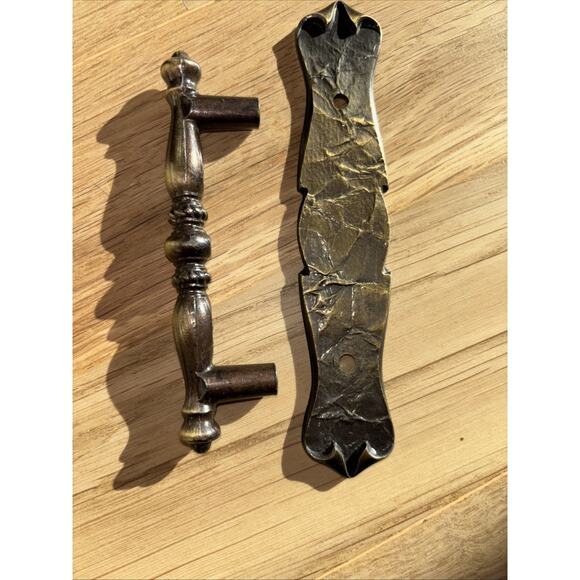 1971 Amerock 176A 7 Vintage Hammered Brass Drawer Pull Handle 5 1/2” Long - Picture 1 of 8